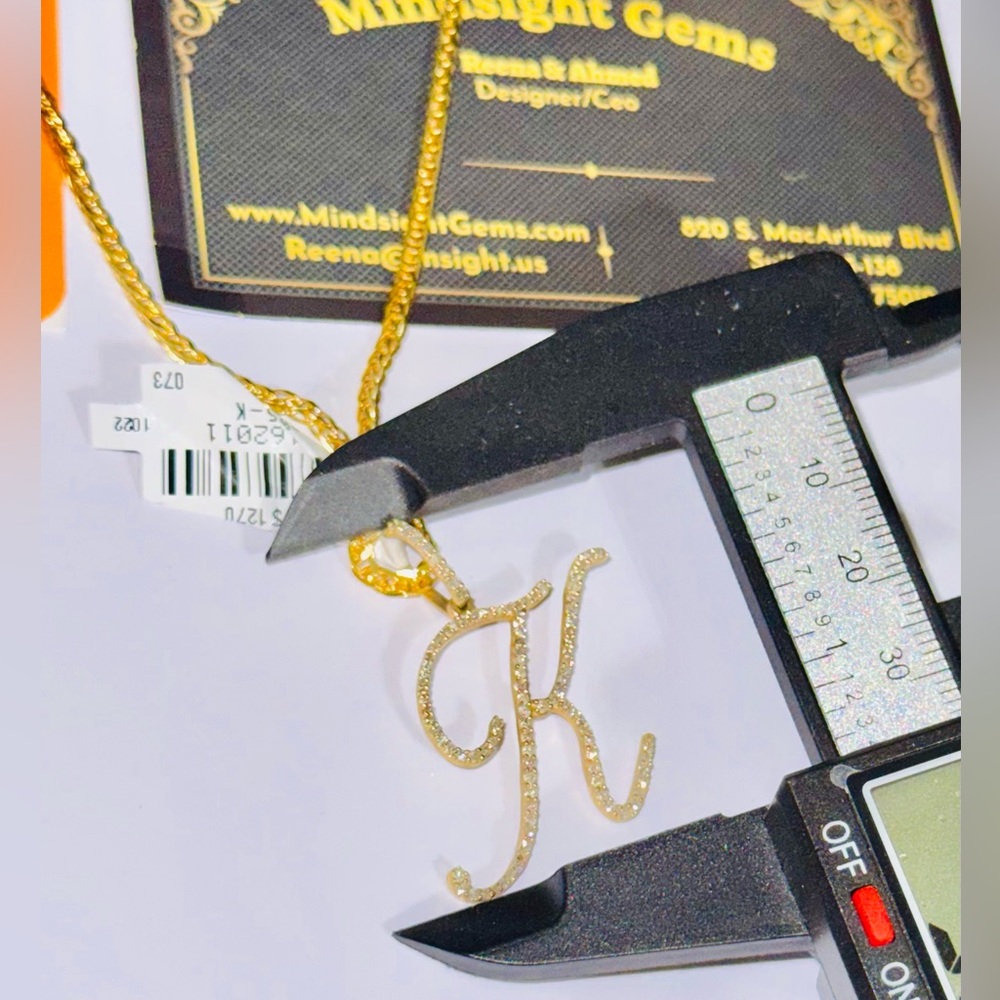 10KT Solid Yellow Gold Natural Diamond “K” Initial Pendant, FREE APPRAISAL Incl. - Picture 5 of 5